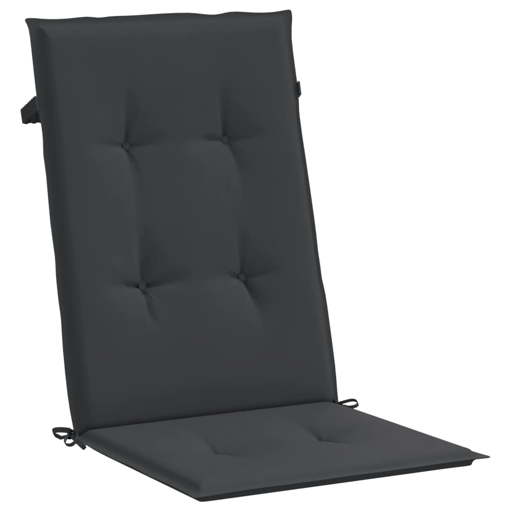 Coussins de chaise de jardin à dossier haut lot de 2 noir tissu