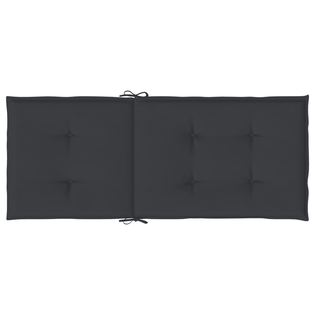 Coussins de chaise de jardin à dossier haut lot de 2 noir tissu