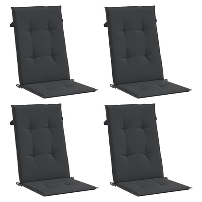 Coussins de chaise de jardin à dossier haut lot de 4 noir tissu