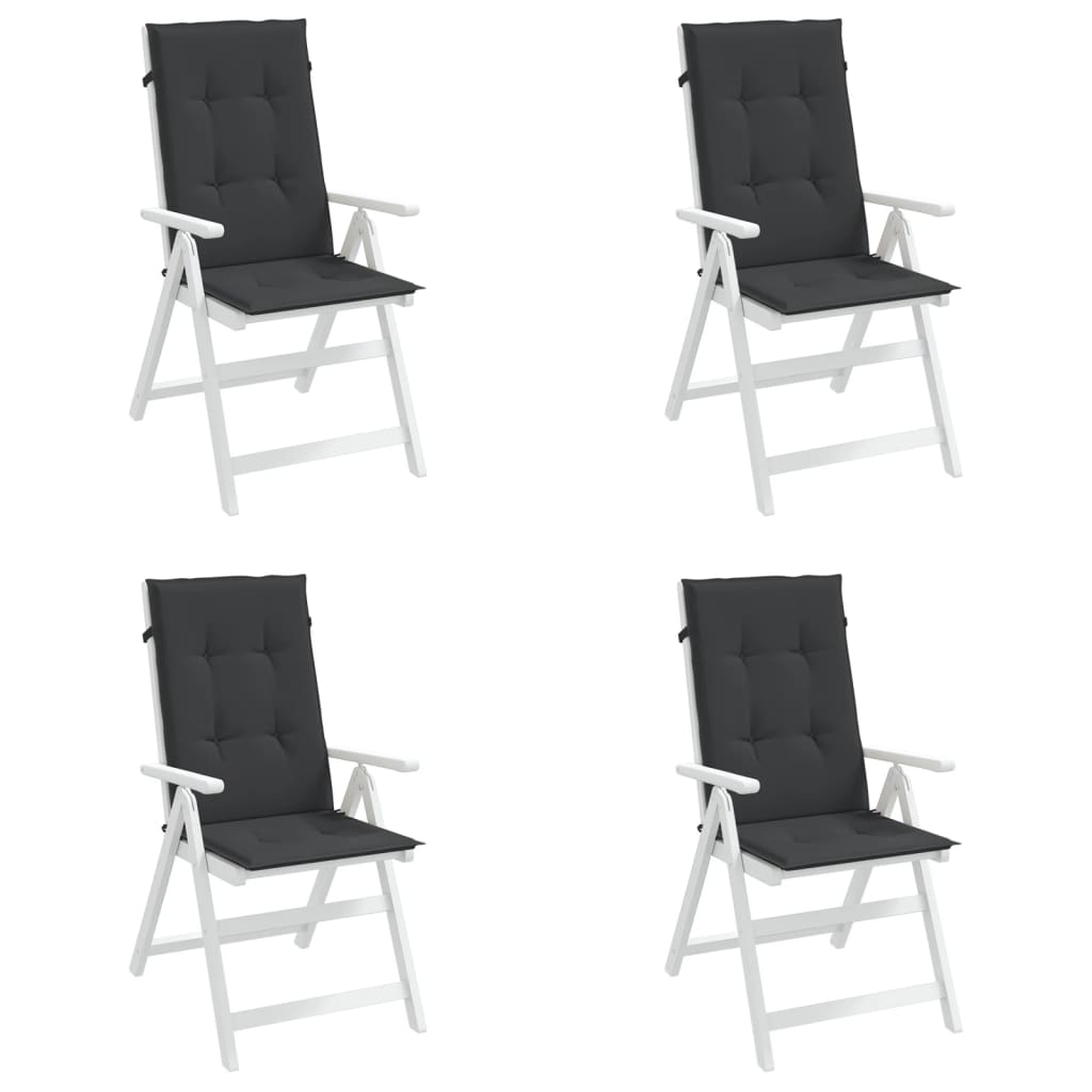 Coussins de chaise de jardin à dossier haut lot de 4 noir tissu