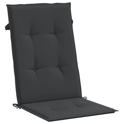 Coussins de chaise de jardin à dossier haut lot de 4 noir tissu