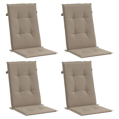 Coussins de chaise de jardin dossier haut lot de 4 taupe tissu