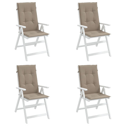 Coussins de chaise de jardin dossier haut lot de 4 taupe tissu