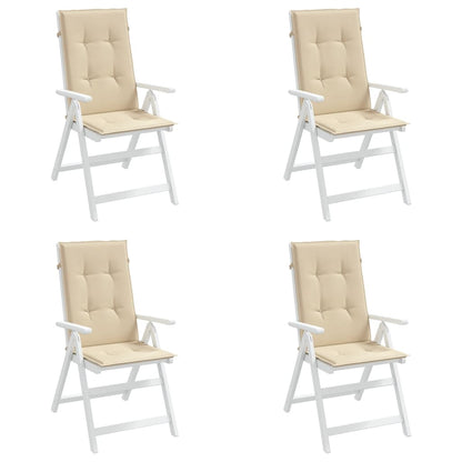 Coussins de chaise de jardin dossier haut lot de 4 beige tissu