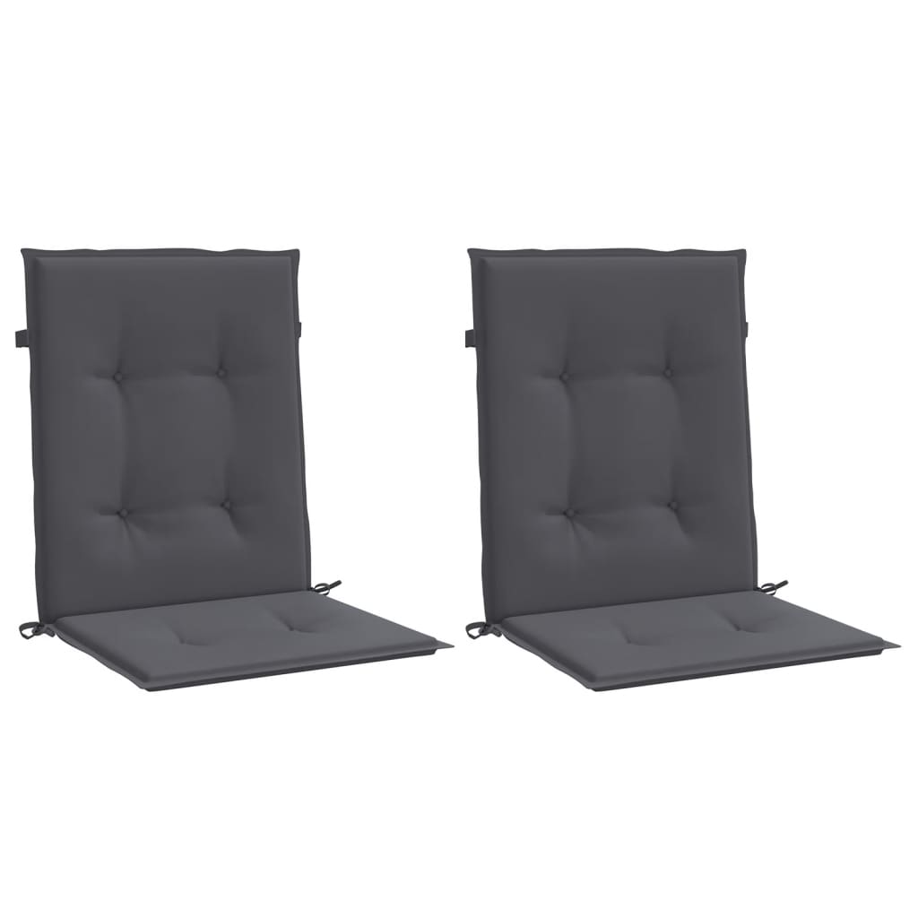 Coussins de chaise de jardin à dossier bas lot de 2 anthracite