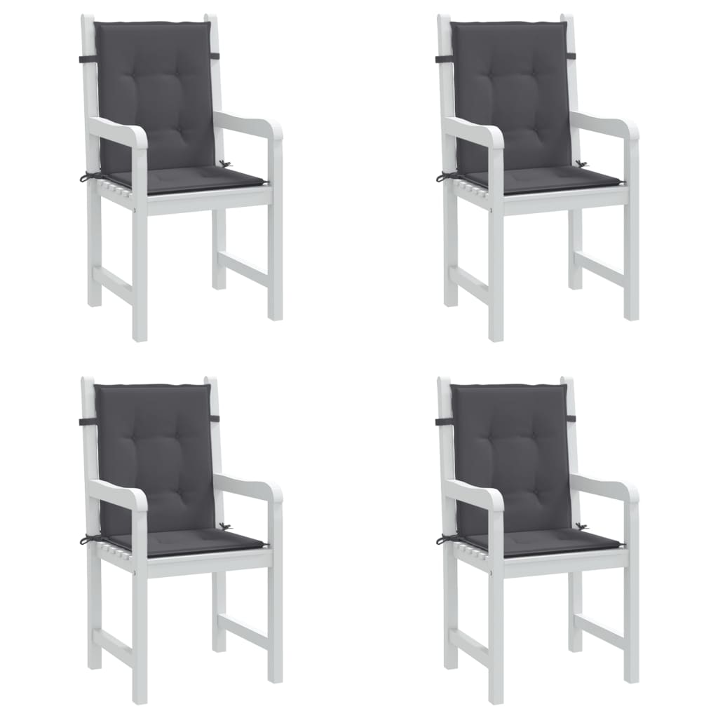 Coussins de chaise de jardin à dossier bas lot de 4 anthracite