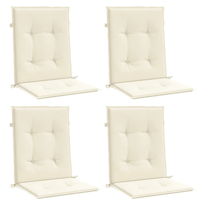 Coussins de chaise de jardin à dossier bas lot de 4 crème