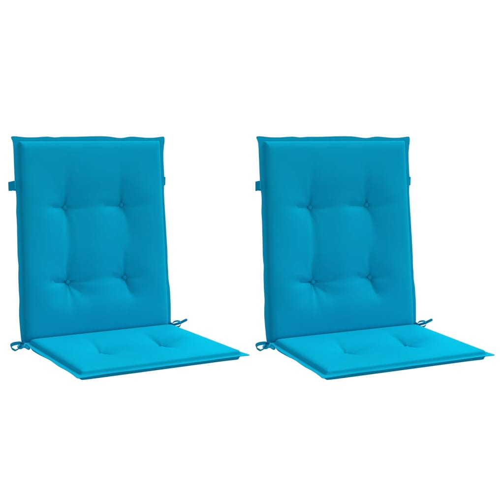 Coussins de chaise de jardin à dossier bas lot de 2 bleu