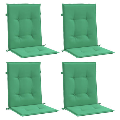 Coussins de chaise de jardin à dossier bas lot de 4 vert