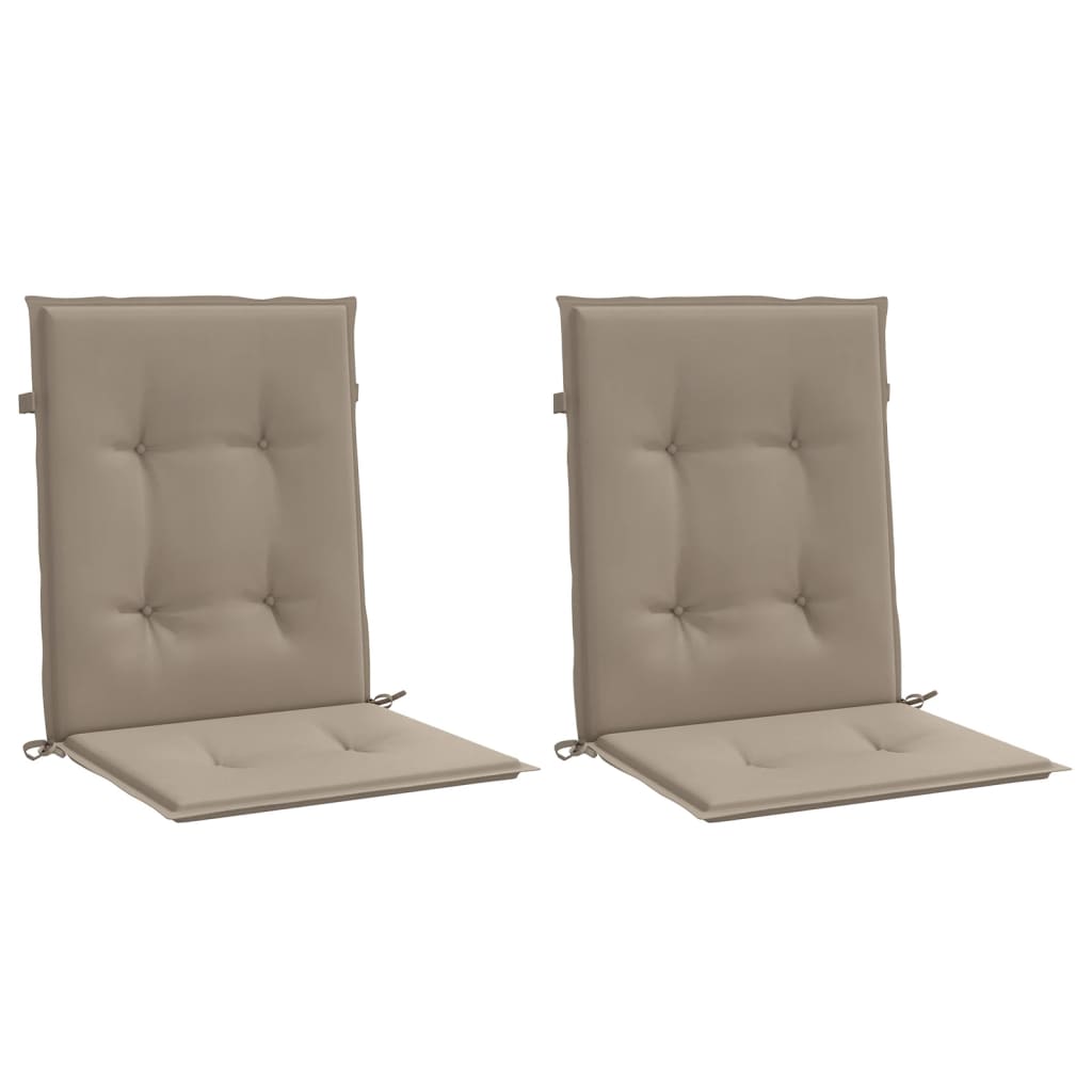 Coussins de chaise de jardin à dossier bas lot de 2 taupe