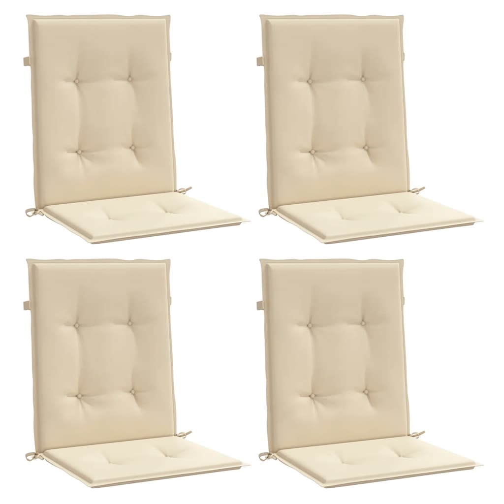 Coussins de chaise de jardin à dossier bas lot de 4 beige