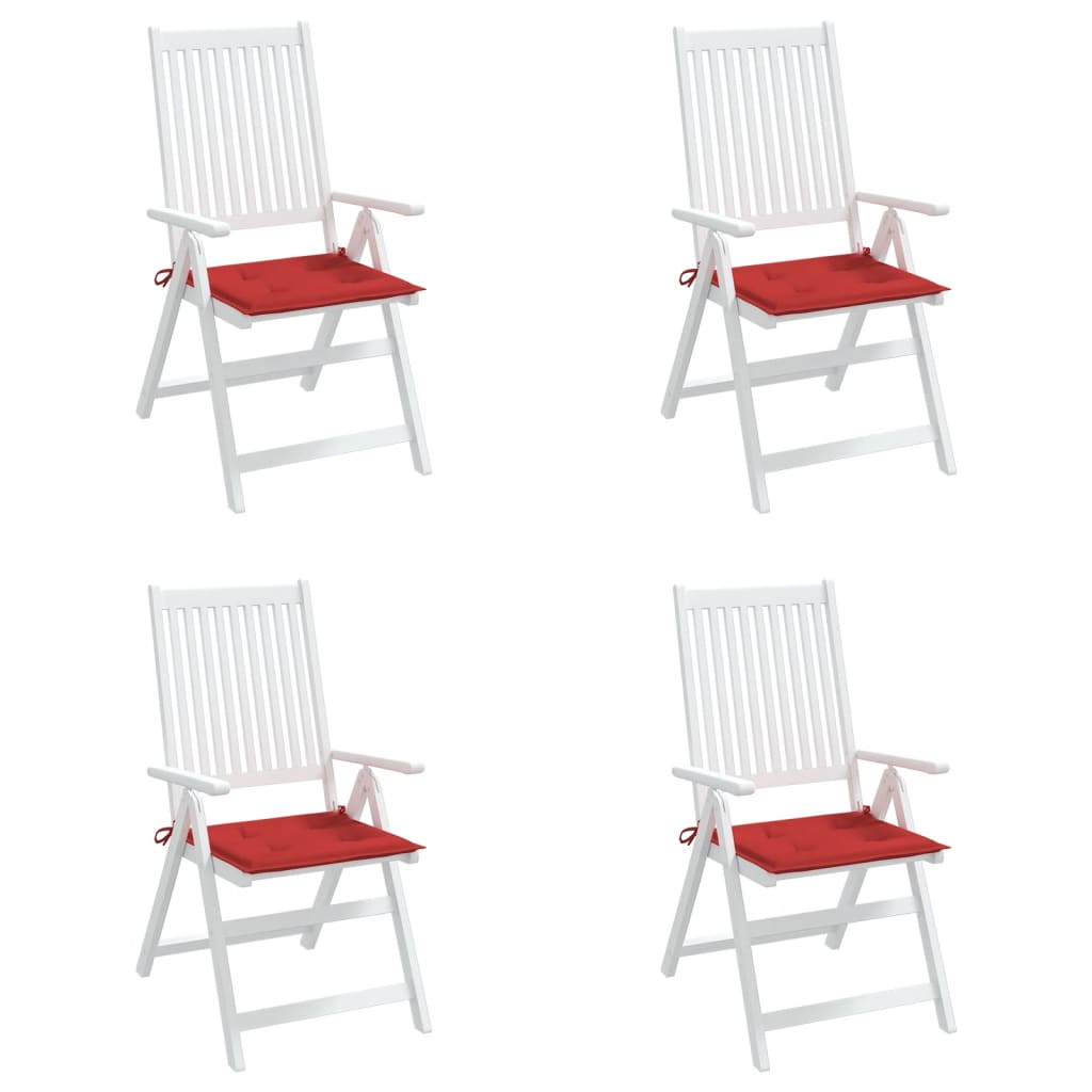 Coussins de chaise jardin lot de 4 rouge 40x40x3cm tissu oxford