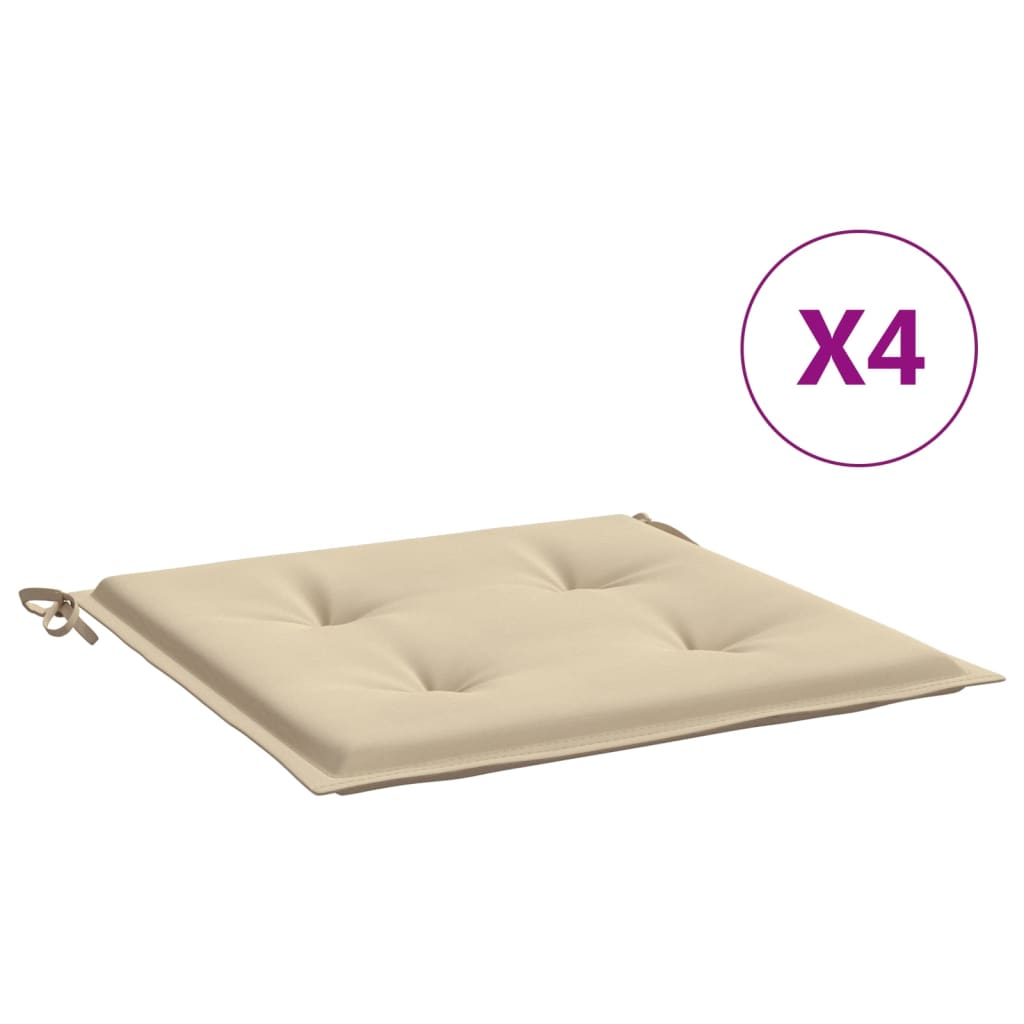 Coussins de chaise jardin lot de 4 beige 40x40x3cm tissu oxford