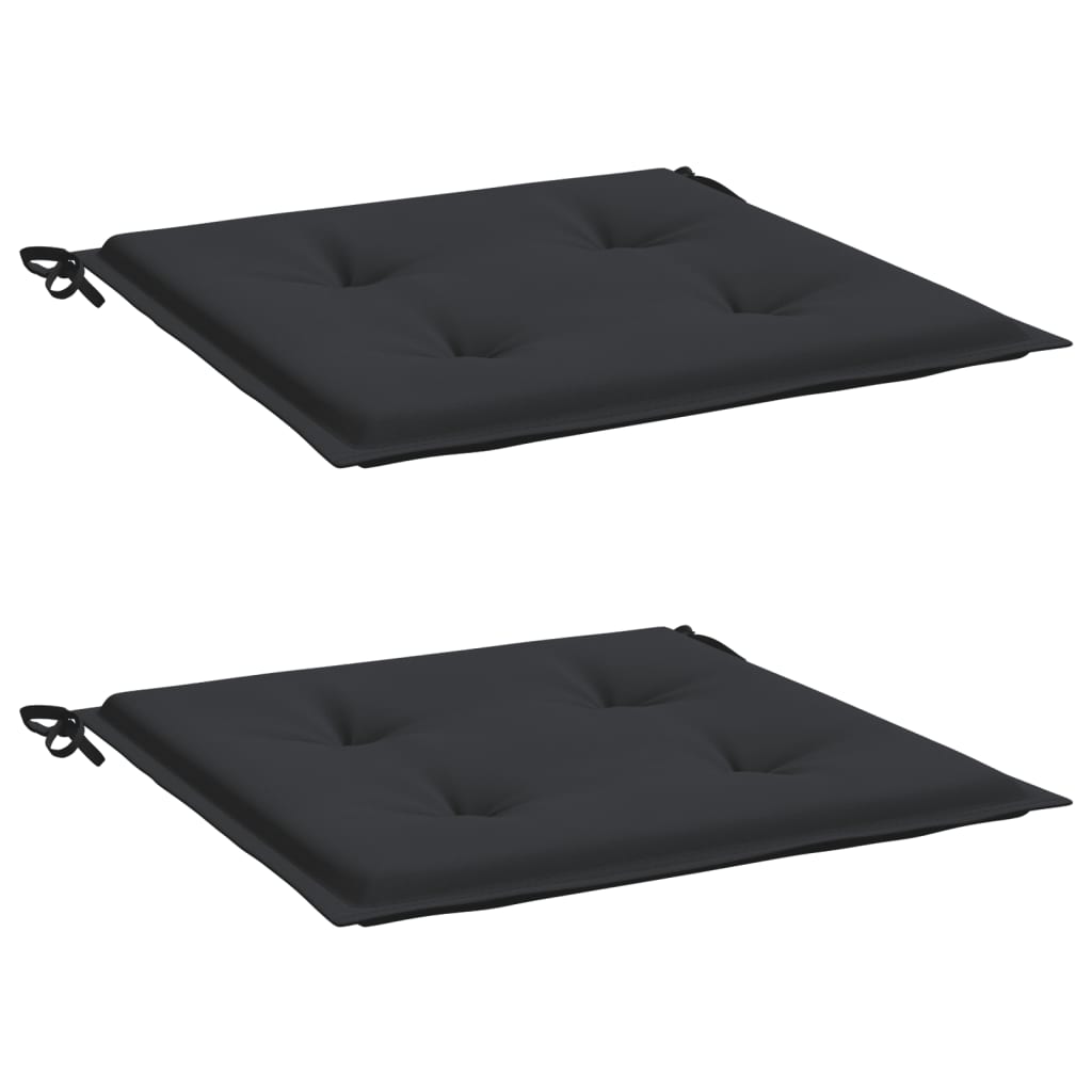 Coussins de chaise de jardin lot de 2 noir 50x50x3 cm