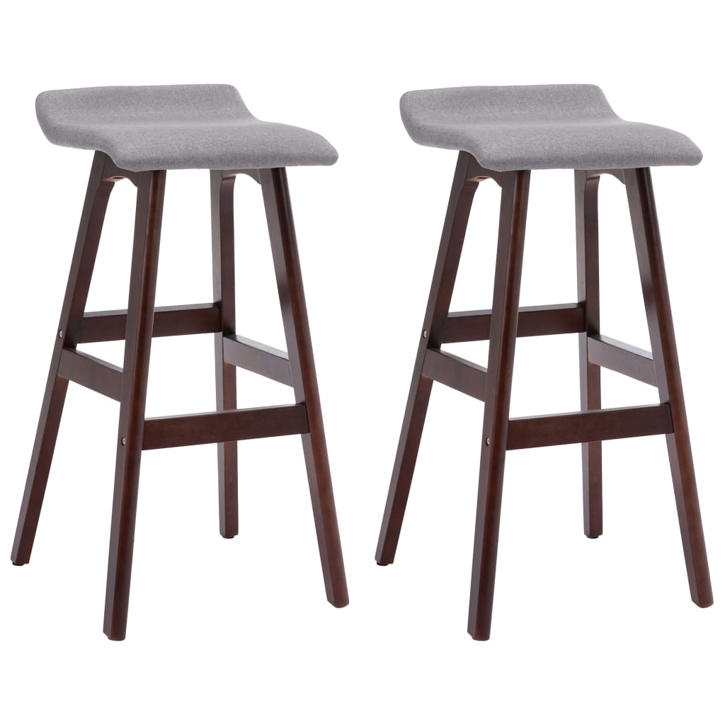 Tabourets de bar lot de 2 gris clair tissu