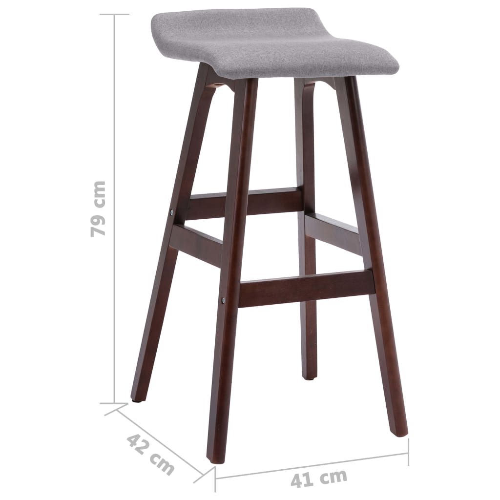 Tabourets de bar lot de 2 gris clair tissu