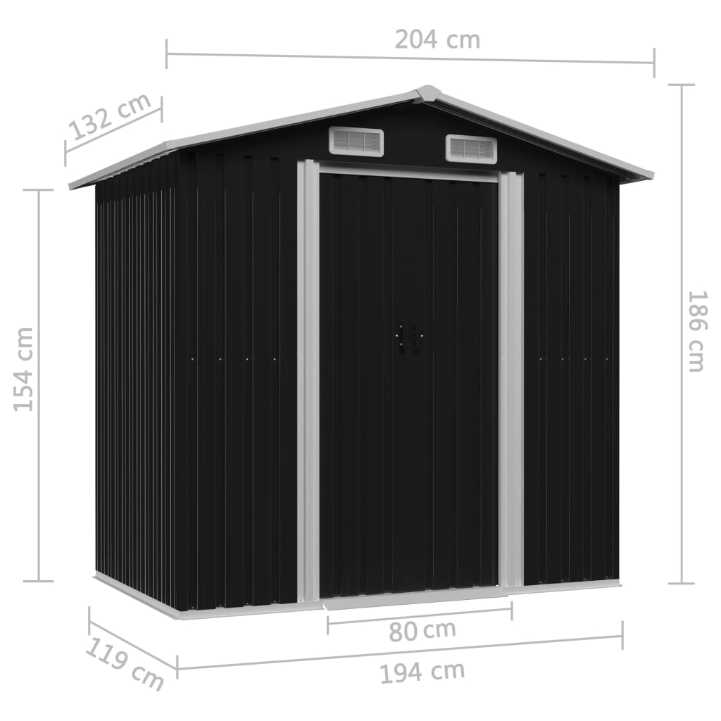 Abri de stockage pour jardin Anthracite Acier 204x132x186 cm