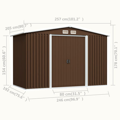 Abri de stockage pour jardin Marron 257x205x178 cm Acier