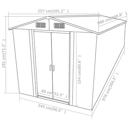 Abri de jardin Anthracite 257x990x181 cm Acier galvanisé