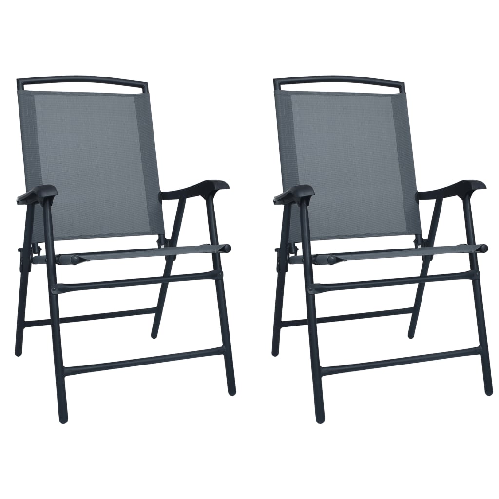 Chaises de jardin pliables lot de 2 Textilène Gris