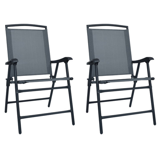 Chaises de jardin pliables lot de 2 Textilène Gris