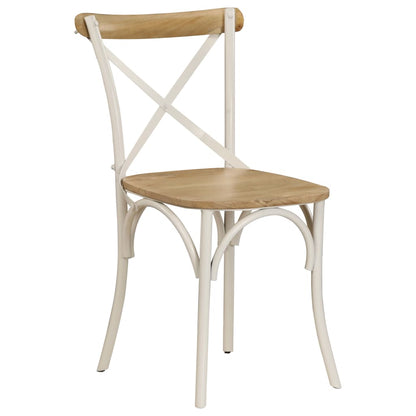 Chaises à dossier croisé lot de 4 blanc bois de manguier massif