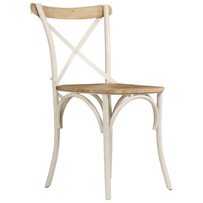 Chaises à dossier croisé lot de 4 blanc bois de manguier massif