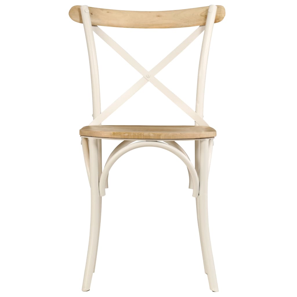 Chaises à dossier croisé lot de 4 blanc bois de manguier massif