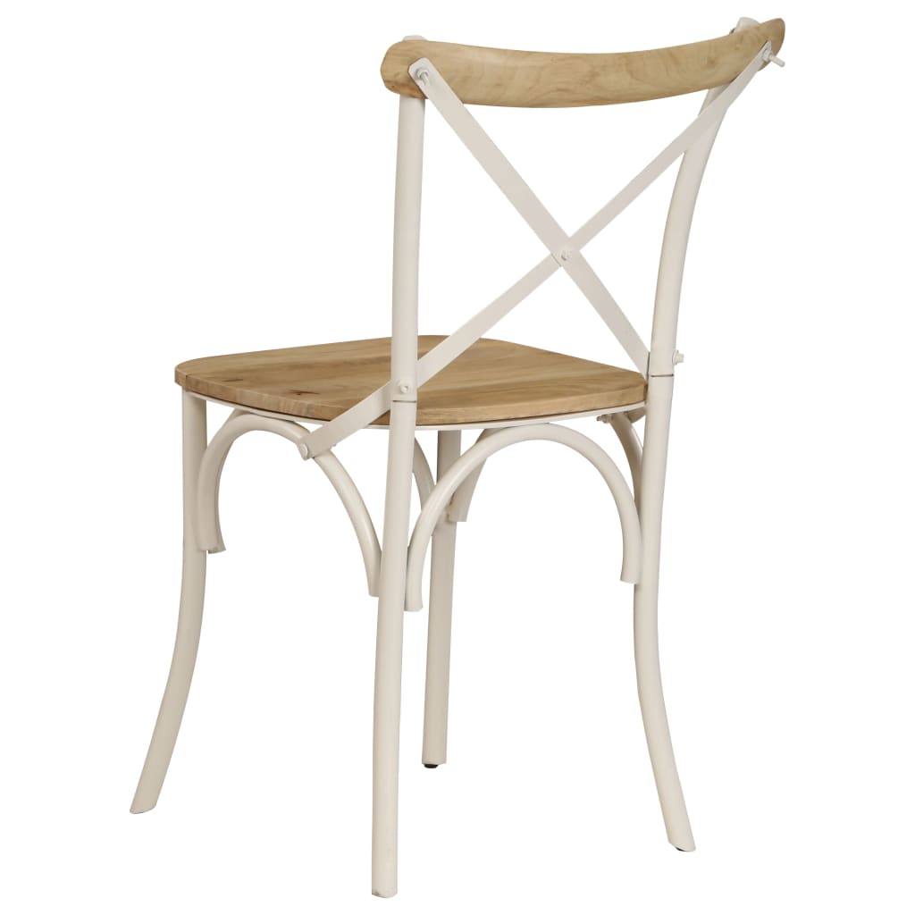 Chaises à dossier croisé lot de 4 blanc bois de manguier massif