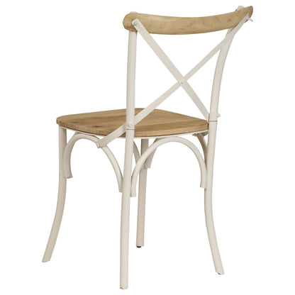 Chaises à dossier croisé lot de 4 blanc bois de manguier massif