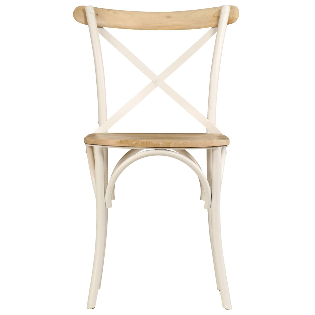 Chaises à dossier croisé lot de 6 blanc bois de manguier massif