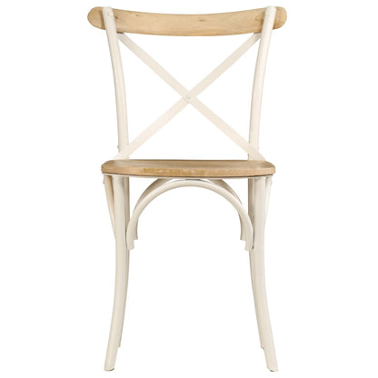 Chaises à dossier croisé lot de 6 blanc bois de manguier massif