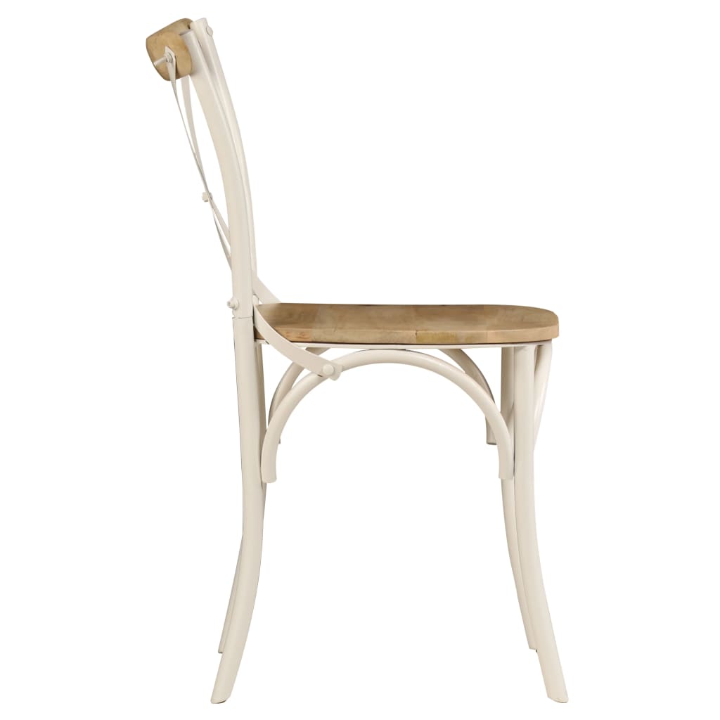 Chaises à dossier croisé lot de 6 blanc bois de manguier massif