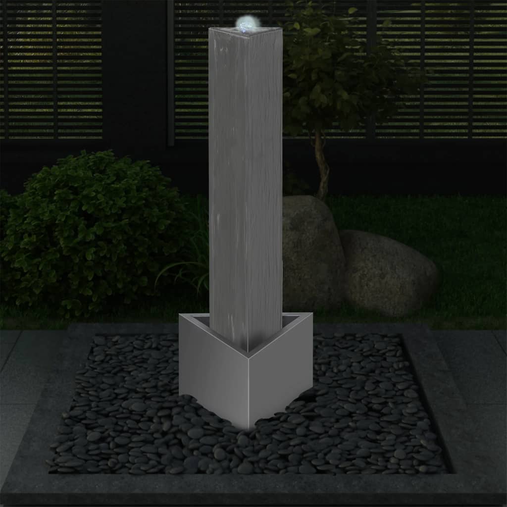 Fontaine de jardin Argenté 37,7x32,6x110 cm Acier inoxydable