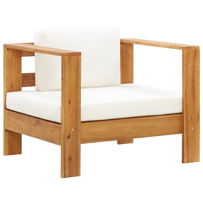 Chaise de jardin avec coussin Crème Bois d'acacia solide