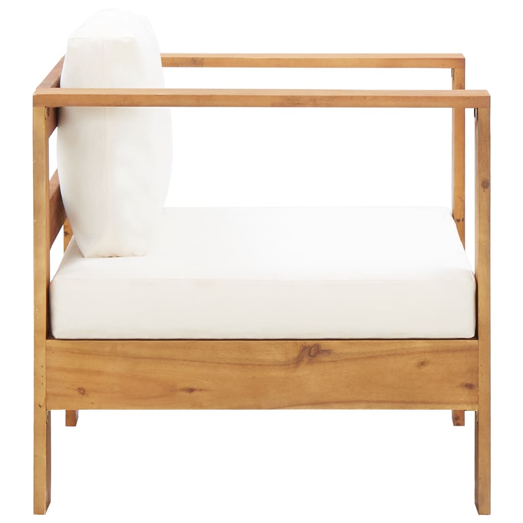 Chaise de jardin avec coussin Crème Bois d'acacia solide