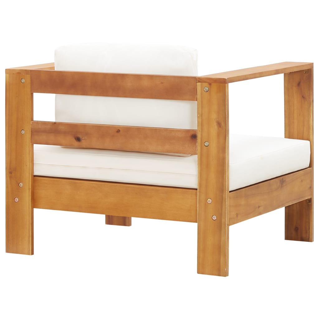 Chaise de jardin avec coussin Crème Bois d'acacia solide