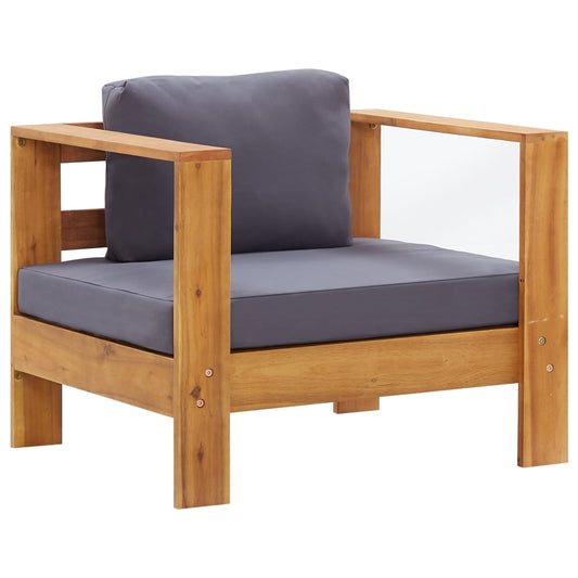 Chaise de jardin avec coussin Gris foncé Bois d'acacia solide