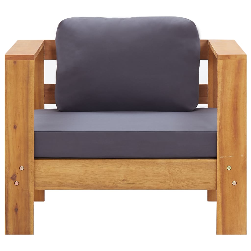 Chaise de jardin avec coussin Gris foncé Bois d'acacia solide