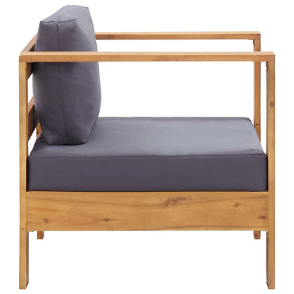 Chaise de jardin avec coussin Gris foncé Bois d'acacia solide