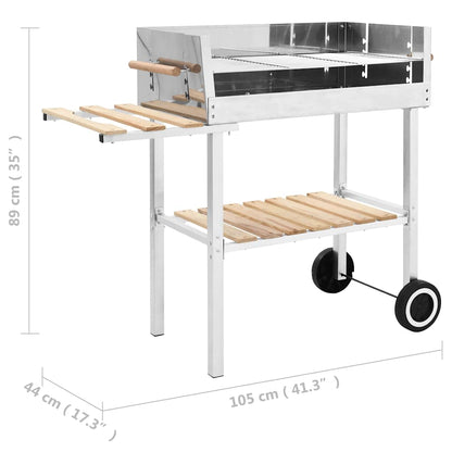 Barbecue au charbon sur chariot Acier inoxydable et 2 étagères