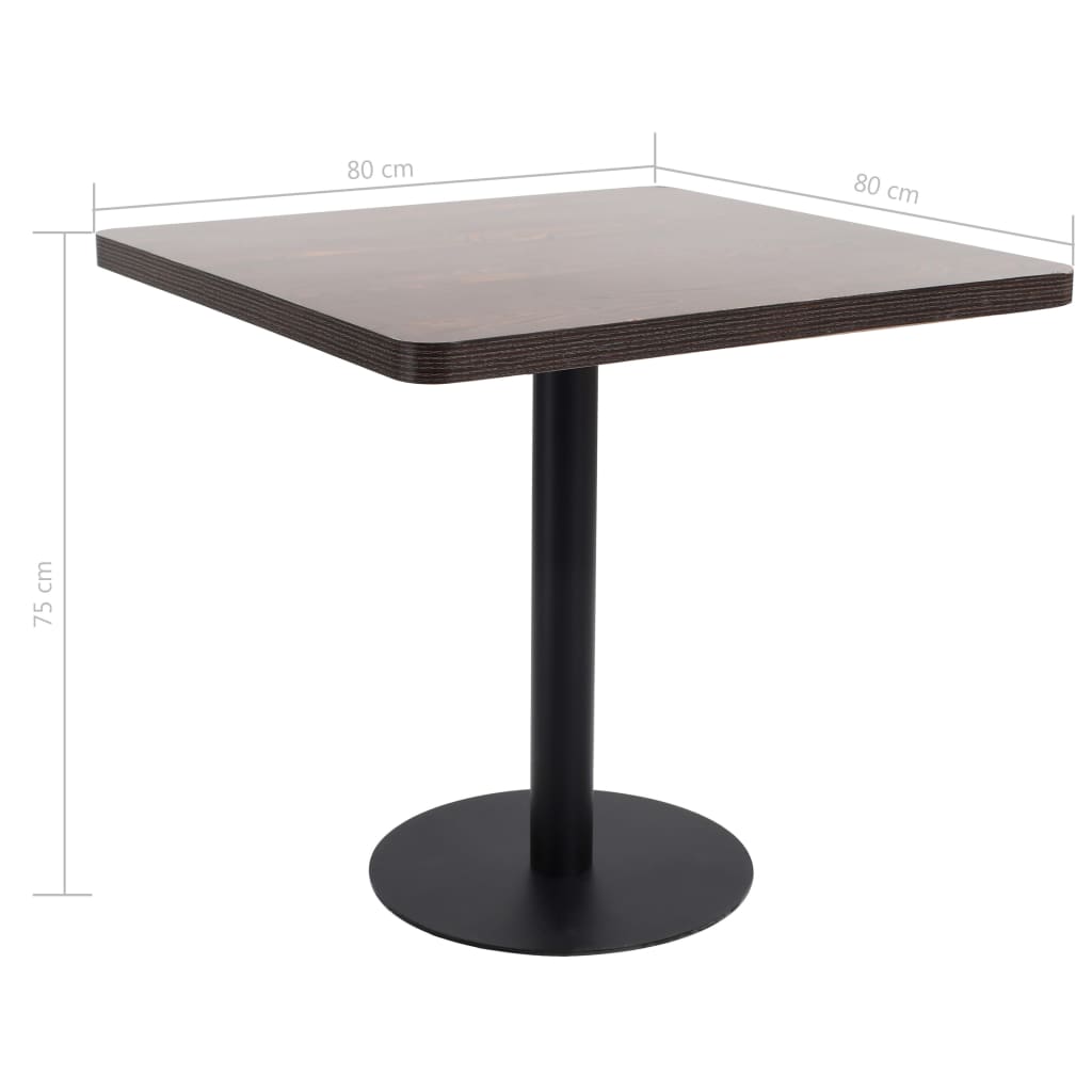 Table de bistro Marron foncé 80x80 cm MDF