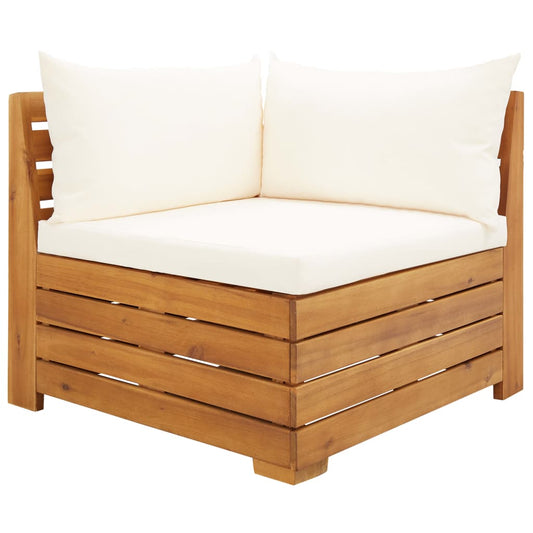 Canapé d'angle sectionnel 1 pc et coussins Bois d'acacia massif