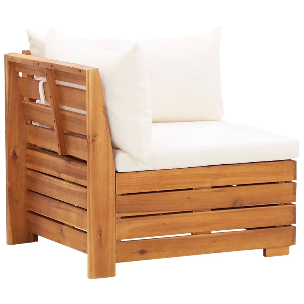 Canapé d'angle sectionnel 1 pc et coussins Bois d'acacia massif