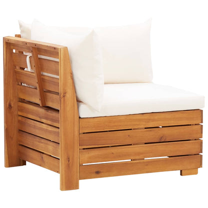 Canapé d'angle sectionnel 1 pc et coussins Bois d'acacia massif