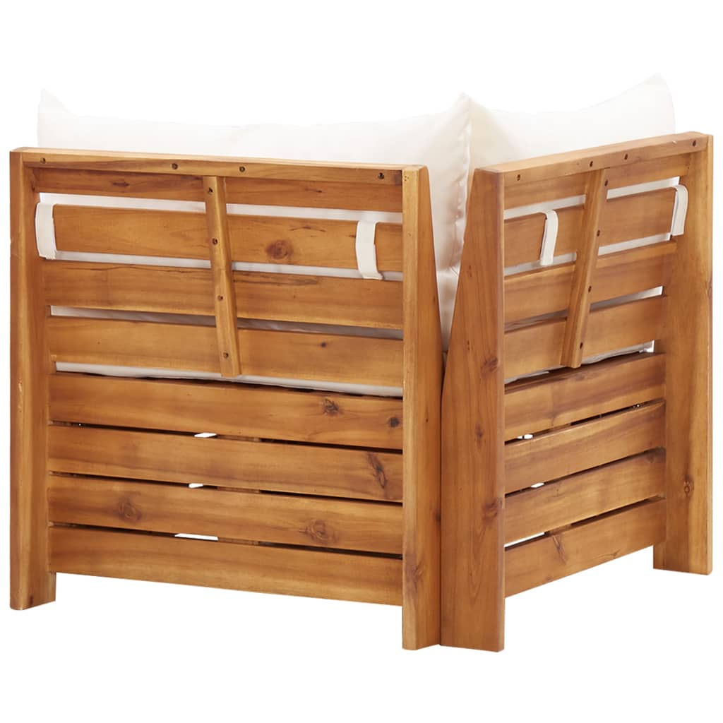 Canapé d'angle sectionnel 1 pc et coussins Bois d'acacia massif