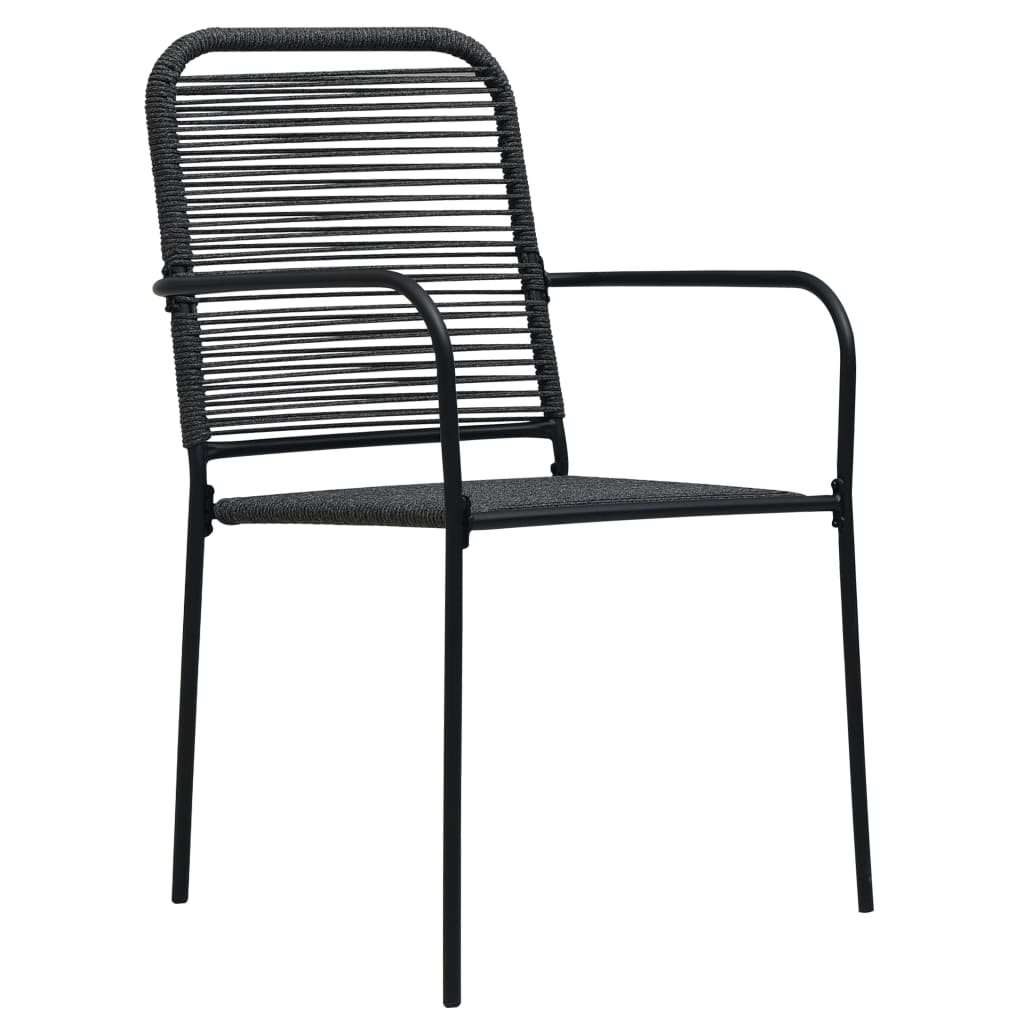 Chaises de jardin lot de 2 Corde en coton et acier Noir