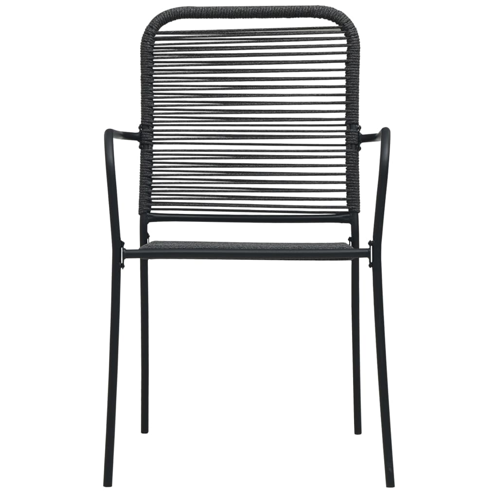 Chaises de jardin lot de 2 Corde en coton et acier Noir