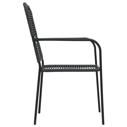 Chaises de jardin lot de 2 Corde en coton et acier Noir