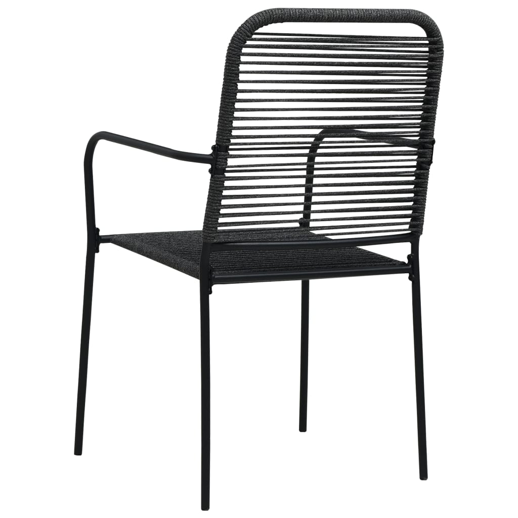 Chaises de jardin lot de 2 Corde en coton et acier Noir